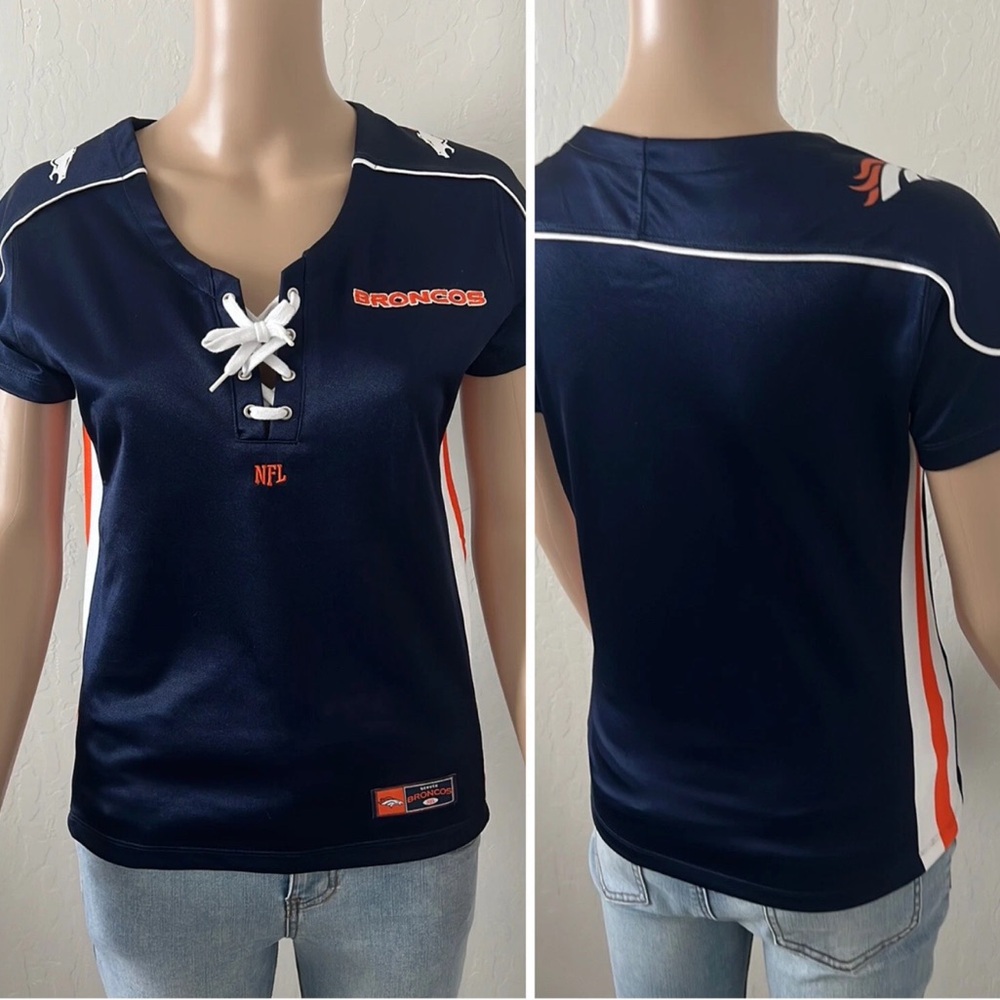 NFL Denver Broncos Lace Up Jersey Short Sleeve Top / Women’s Size Small / EUC